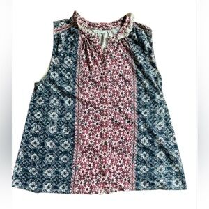 Lucky Brand Floral Sleeveless Top - Red and Blue
